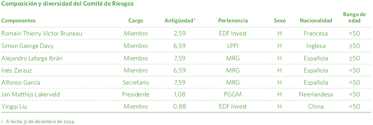 Composición y diversidad del Comité de Riesgos